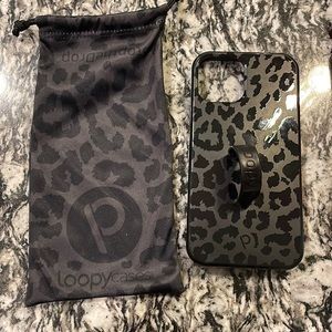 iPhone 12 loopy case midnight leopard with bag